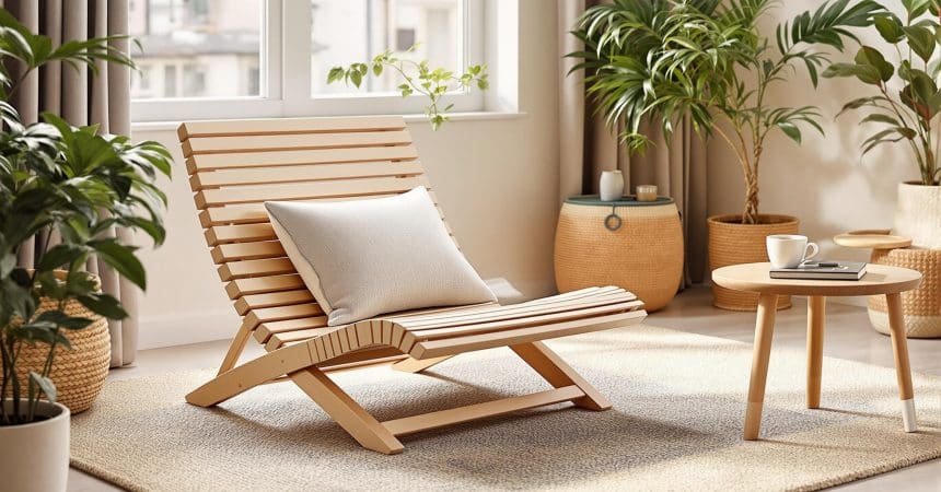 Chaise de sol pliable à lattes : pratique pour les petits espaces, le confort et la robustesse